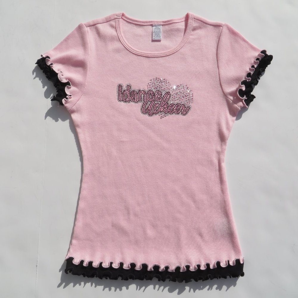 IdanceUcheer Top Girls Shirt I Dance You Cheer XLarge Kids t-shirt Pink NEW